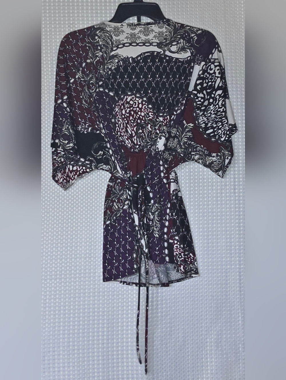 Whimsigoth Boho Wrap Blouse Cinch Waist Top Dark Academia Vibe XL - Picture 4 of 12